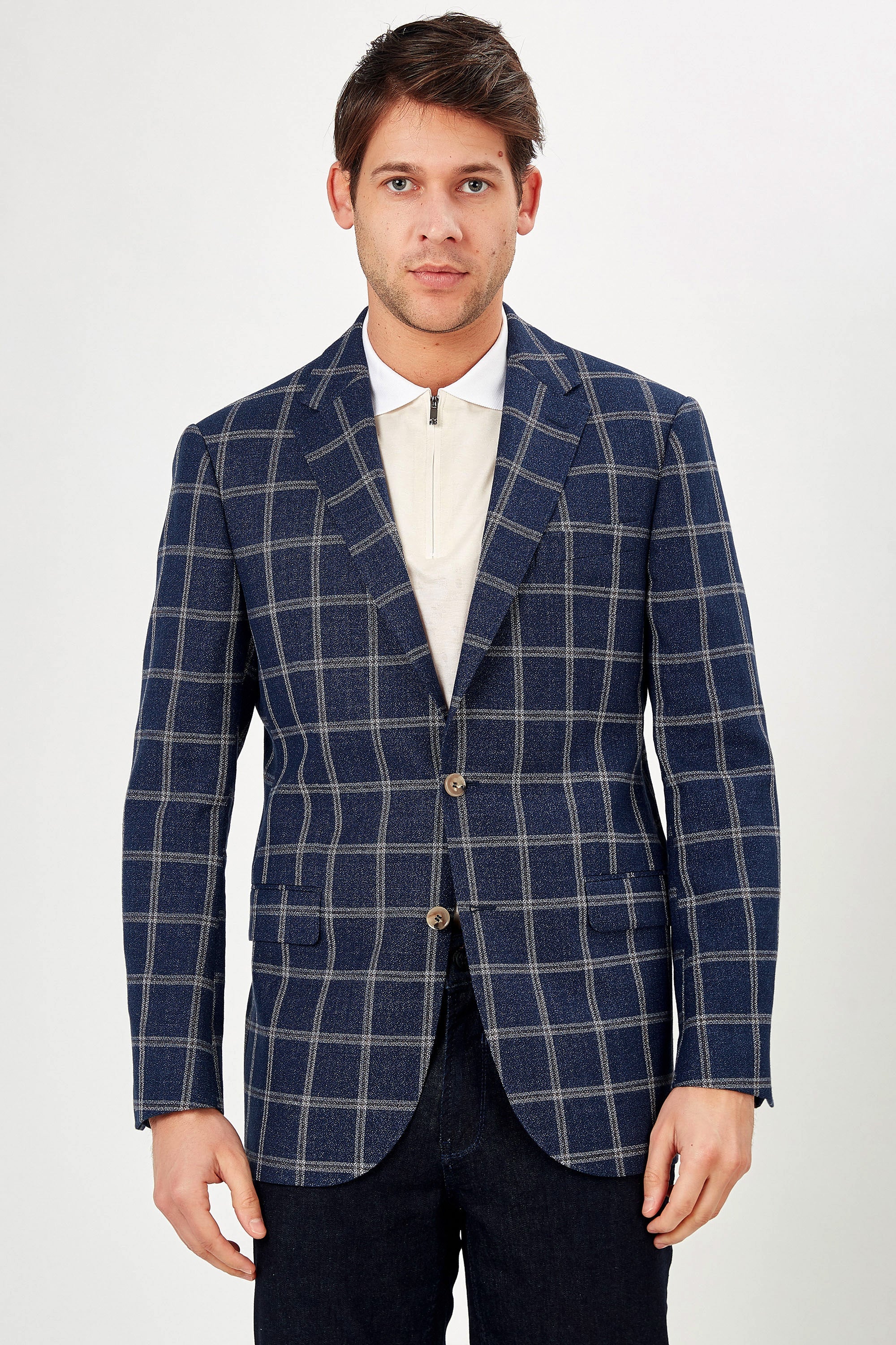 Navy plaid sport discount coat